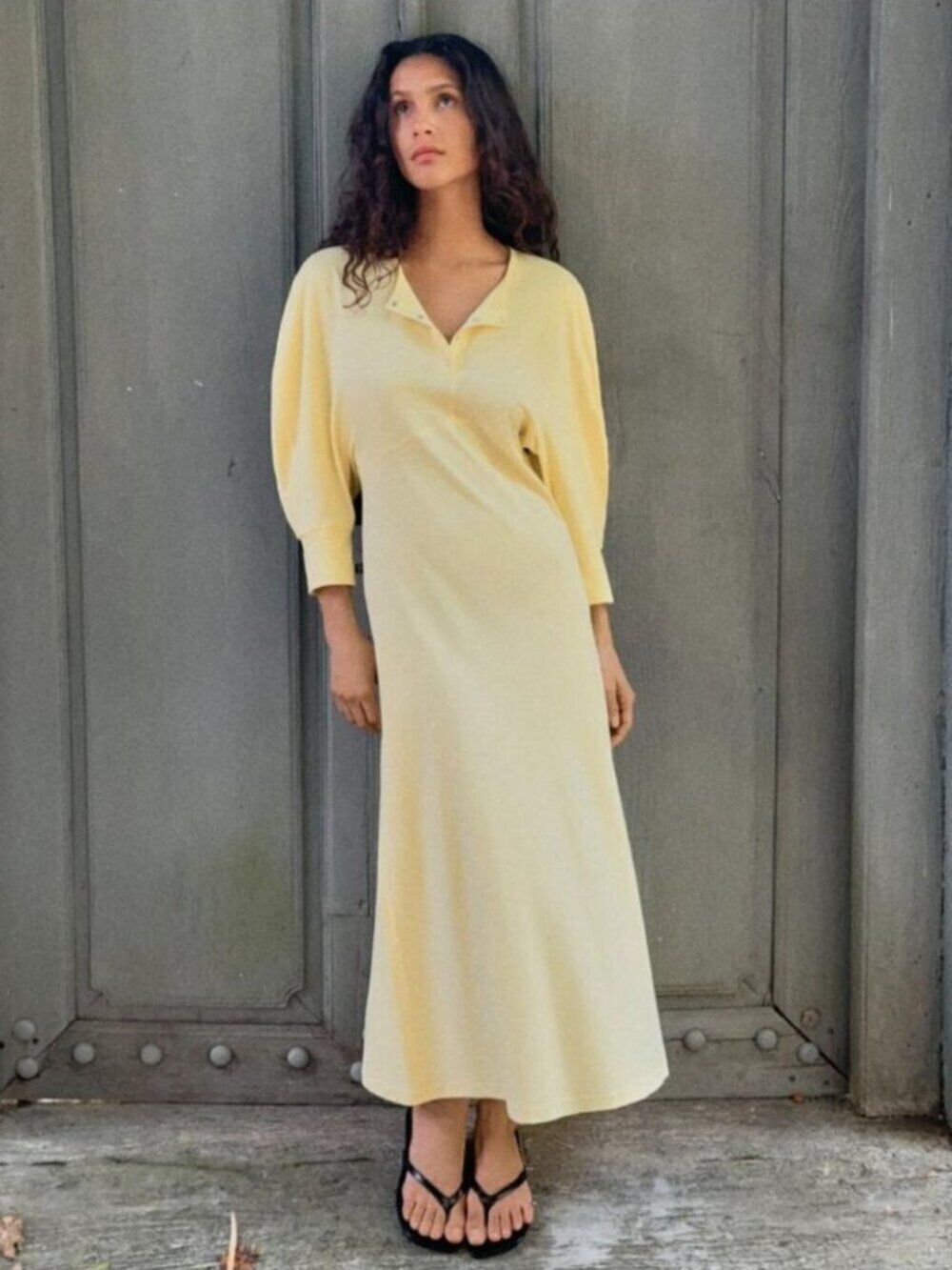 Zara Buttoned Midi Dress NWT Cotton Cute Summer Yellow Size Medium
